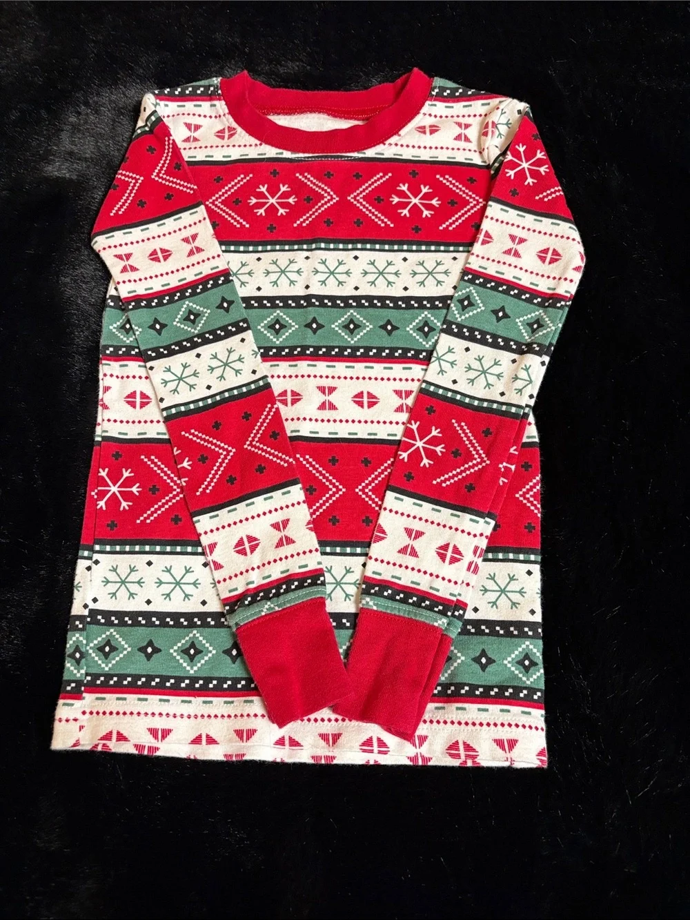 Carter's Red, Green & White Fair Isle Kids Pajama Top